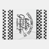 Zwart-wit geruit met citaat theedoek (Horizontaal)