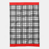 Zwart-wit geruit met rode rand keukendoek theedoek (Verticaal)