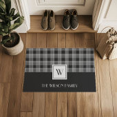 Zwart-wit geruit monogram deurmat