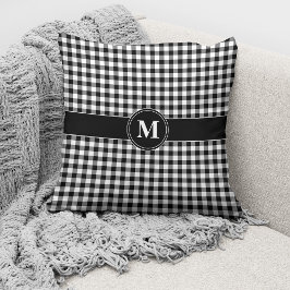 Zwart-wit geruit monogram kussen