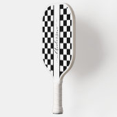 Zwart + Wit Geruit Monogram Patroon Pickleball Paddle (Links)