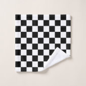 Zwart-wit geruit motief bad handdoek (Wasdoekje)