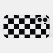 Zwart-wit geruit motief iPhone 16 hoesje (Achterkant horizontaal)