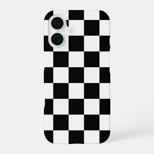 Zwart-wit geruit motief iPhone 16 hoesje (Achterkant)