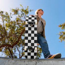 Zwart-wit geruit motief persoonlijk skateboard