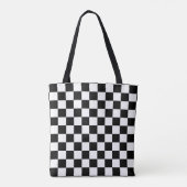 Zwart-wit geruit motief tote bag (Achterkant)