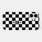 Zwart Wit Geruit Patroon met Monogram iPhone 16 Hoesje (Achterkant horizontaal)