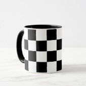 Zwart-wit geruit patroon mok (Voorkant links)