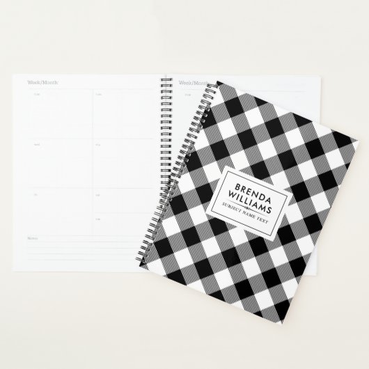 Zwart-wit geruit patroon planner (Display)