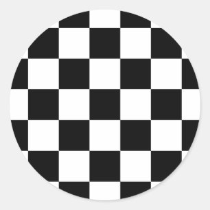 Zwart-wit geruit patroon ronde sticker