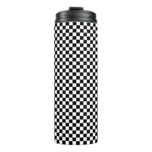 Zwart-wit geruit patroon thermosbeker