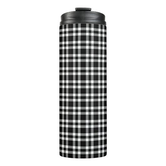 Zwart-wit geruit patroon thermosbeker (Voorkant)