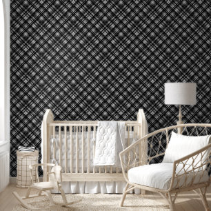 Zwart-wit geruit patroonprint behang