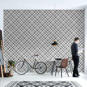 Zwart-wit geruit patroonprint behang