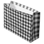 Zwart-wit geruit plaid boerderijthema groot cadeauzakje (Voorkant Gekanteld)