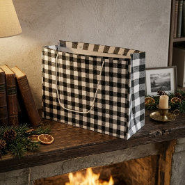 Zwart-wit geruit plaid boerderijthema groot cadeauzakje