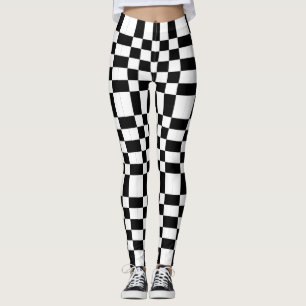 Zwart-wit geruit Punk Leggings