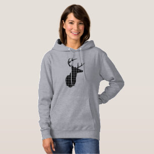 Zwart-wit geruit rendier hoodie