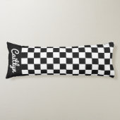 Zwart Wit Geruit Retro Modern Aanpasbaar Lichaamskussen (Voorkant)
