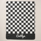 Zwart Wit Geruit Retro Modern Aanpasbaar Sherpa Deken (Voorkant)