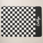 Zwart Wit Geruit Retro Modern Aanpasbaar Sherpa Deken (Voorkant (horizontaal))