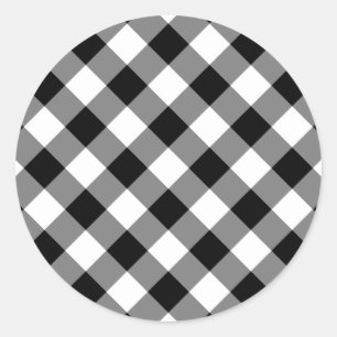 Zwart-wit geruit ronde sticker