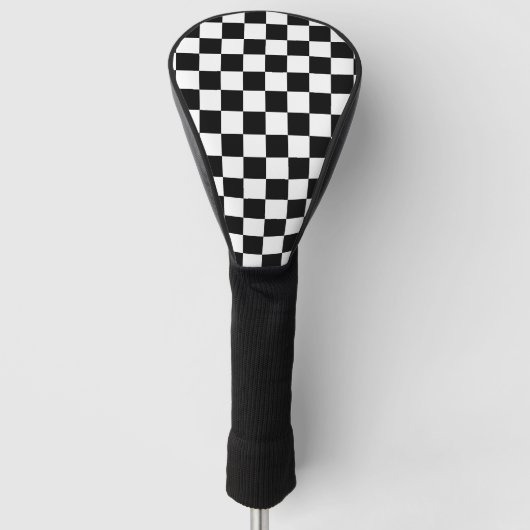 Zwart wit geruit schaakbord golfheadcover (Voorkant)