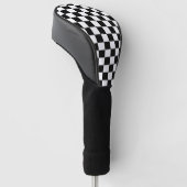 Zwart wit geruit schaakbord golfheadcover (Schuin)