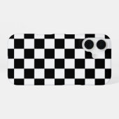 Zwart wit geruit schaakbord iPhone 16 hoesje (Achterkant horizontaal)