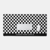 Zwart Wit Geruit Schaakbord Kantoor School Bureaumat (Keyboard & Muis)