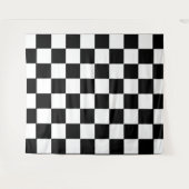 Zwart-wit geruit schaakbord wandkleed (Voorkant (horizontaal))