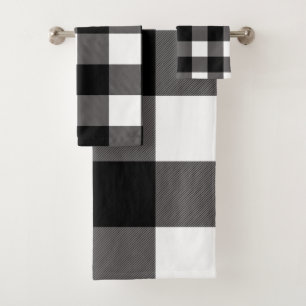 Zwart & Wit geruit vierkant Buffalo Plaid Bad Handdoek