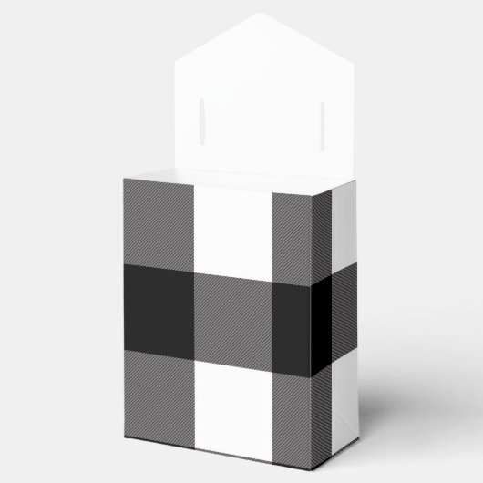 Zwart & Wit geruit vierkant Buffalo Plaid Bedankdoosjes (Geopend)