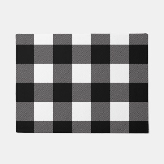 Zwart & Wit geruit vierkant Buffalo plaid Deurmat (Voorkant)