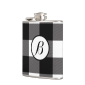 Zwart & Wit geruit vierkant Buffalo Plaid Heupfles (Links)