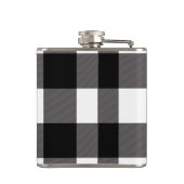 Zwart & Wit geruit vierkant Buffalo Plaid Heupfles (Achterkant)