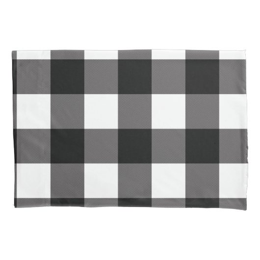 Zwart & Wit Geruit Vierkant Buffalo Plaid Kussensloop (Voorkant)