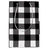 Zwart & Wit geruit vierkant Buffalo Plaid Medium Cadeauzakje (Voorkant)