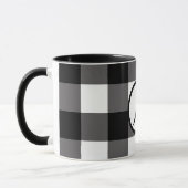 Zwart & Wit geruit vierkant Buffalo Plaid Mok (Links)