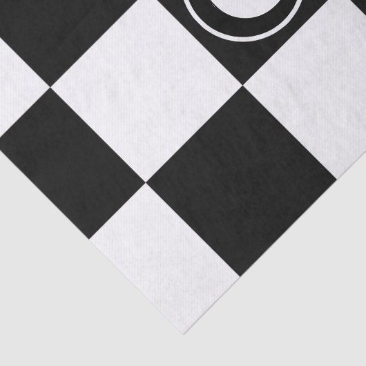 Zwart wit geruit vierkanten monogram Initiaal Tissuepapier (Detail)