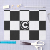 Zwart wit geruit vierkanten monogram Initiaal Tissuepapier (Craft)