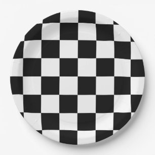 Zwart-wit geruit vintage auto upsherin bord
