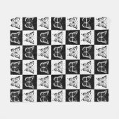 Zwart wit geruit vlinderontwerp fleece deken (Voorkant (Horizontaal))