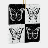Zwart wit geruit vlinderontwerp keramisch ornament (Rechts)