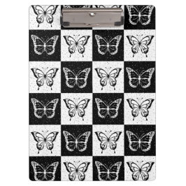 Zwart wit geruit vlinderontwerp klembord