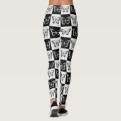 Zwart wit geruit vlinderontwerp leggings (Achterkant)