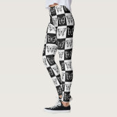 Zwart wit geruit vlinderontwerp leggings (Links)
