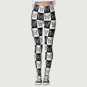 Zwart wit geruit vlinderontwerp leggings
