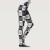 Zwart wit geruit vlinderontwerp leggings (Rechts)