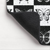 Zwart wit geruit vlinderontwerp muismat (Hoek)